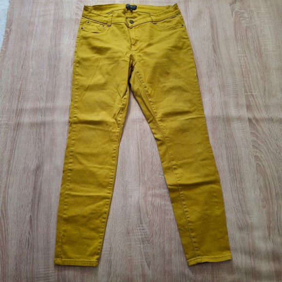 Forever 21 Golden Mustard Yellow Midrise Slim Jeans Sz 14 Stretch Brushed Cotton - Picture 1 of 14